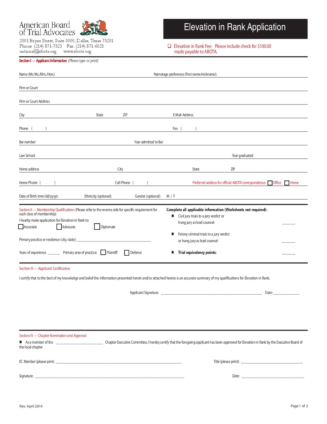 Application-for-ELEVATION-4-2014-web | ABOTA - American Board of Trial ...